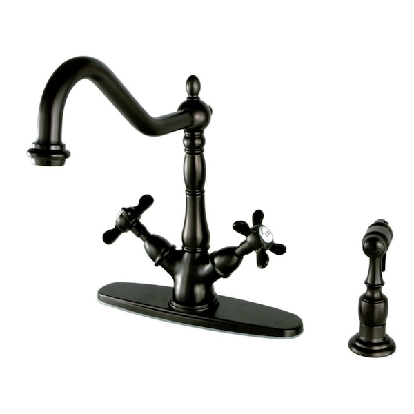 KS1235BEXBS Mono Deck Mount Kitchen Faucet W/ Brass Sprayer, Bronze